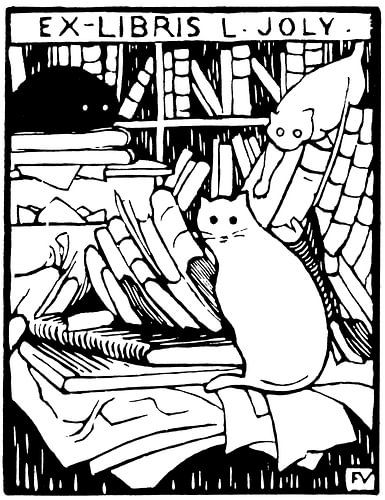 Katten in de bibliotheek, Félix Vallotton - 1893
