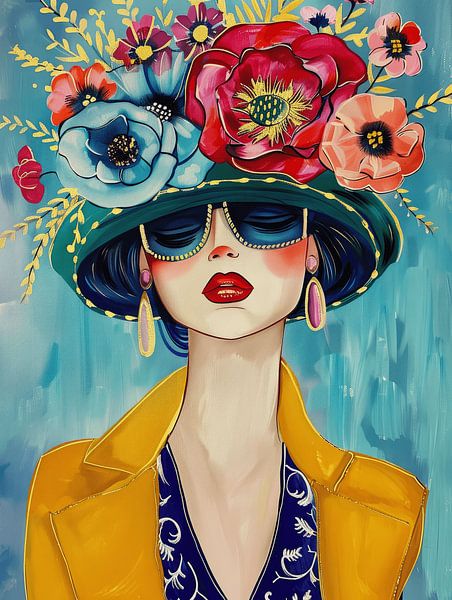 Colourful portrait &quot;Fashionista&quot; by Carla Van Iersel