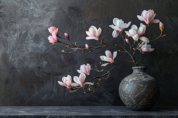 Magnolia en Antieke Vaas Stilleven van De Muurdecoratie