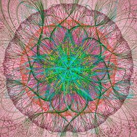 mandala, pink green by Rietje Bulthuis