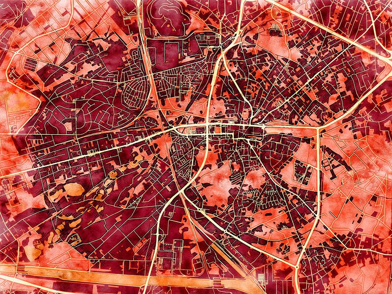 Kaart van Genk in de stijl 'Amber Autumn' van Maporia