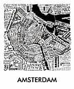 Carte d'Amsterdam en mots avec la tour A'dam par Muurbabbels Typographic Design Aperçu