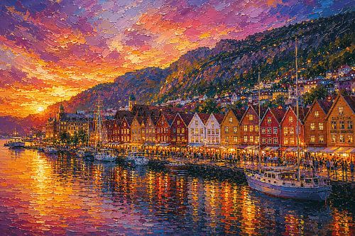 Bergen in Norway painting.
