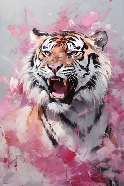 Tiger in pink by NJ Midnight Studio