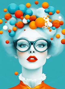 Blaue Träume und orangefarbene Flammen | Ein visuelles Fest der Pop-Art
