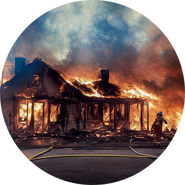 Brand in het huis, kunstillustratie van Animaflora PicsStock