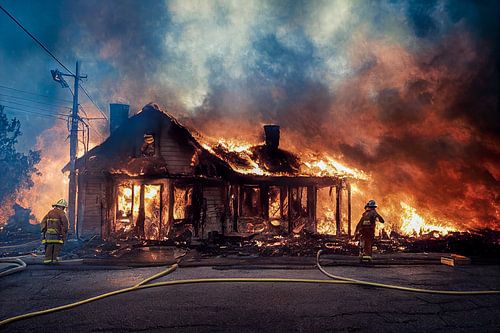 Brand in het huis, kunstillustratie