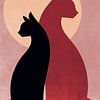 Zwei Katzen Silhouette Vintage von Artkreator