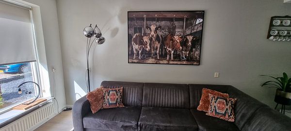 Kundenfoto: Kühe im alten Kuhstall von Inge Jansen, auf Leinwand