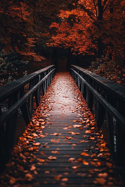 Pont d'automne dans une atmosphère forestière paisible par Art & Soul Creations