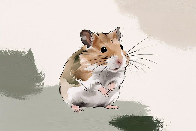 Schattige digitale hamster kunst van Art & Soul Creations