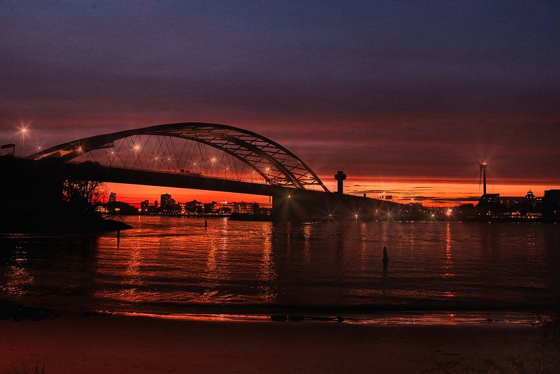 Coucher de soleil sur le pont van Brienenoord par Dick Meijdam