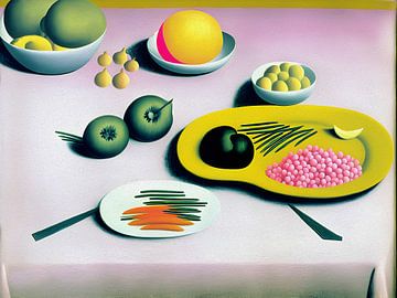 Tafel met surrealistisch eten van Artclaud