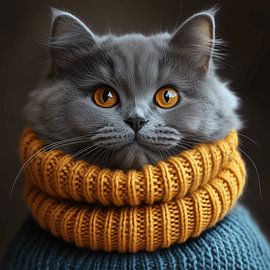 Nebelung habillé pour l'hiver sur Ton Kuijpers