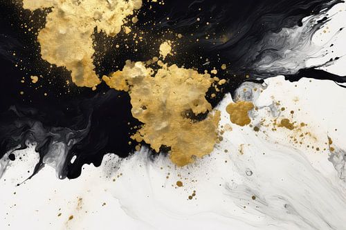 Abstracte marmet stijl in zwart, goud en wit