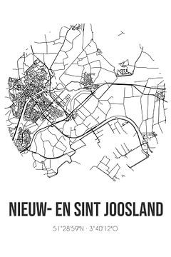 Nieuw- en Sint Joosland (Zeeland) | Carte | Noir et blanc sur Rezona