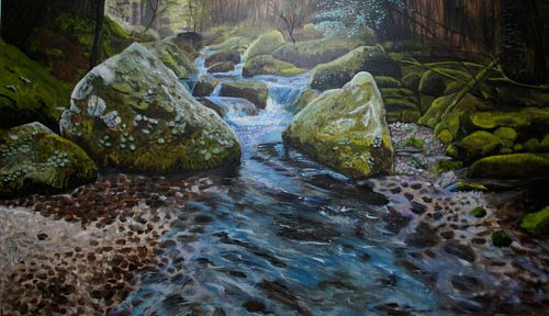 bossen, Mos in Frankrijk, riviertje, water, cascade