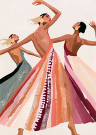 Women dancing in colourful dresses