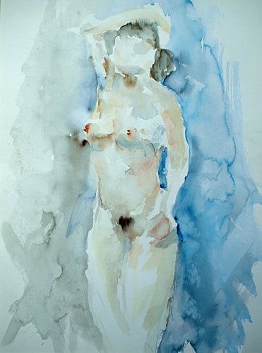 Nu 1 - Aquarelle peinte à la main.