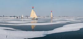 Eissegeln auf dem Gouwzee, Monnickendam, Nord-Holland von Rene van der Meer