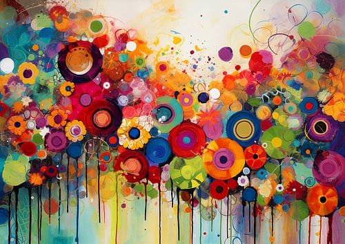 Geometrisch abstract cirkels en bloemen