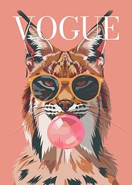 Lynx: Stilvoll mit Sonnenbrille, rosa Kaugummi blasen – Vogue-Poster von Cross