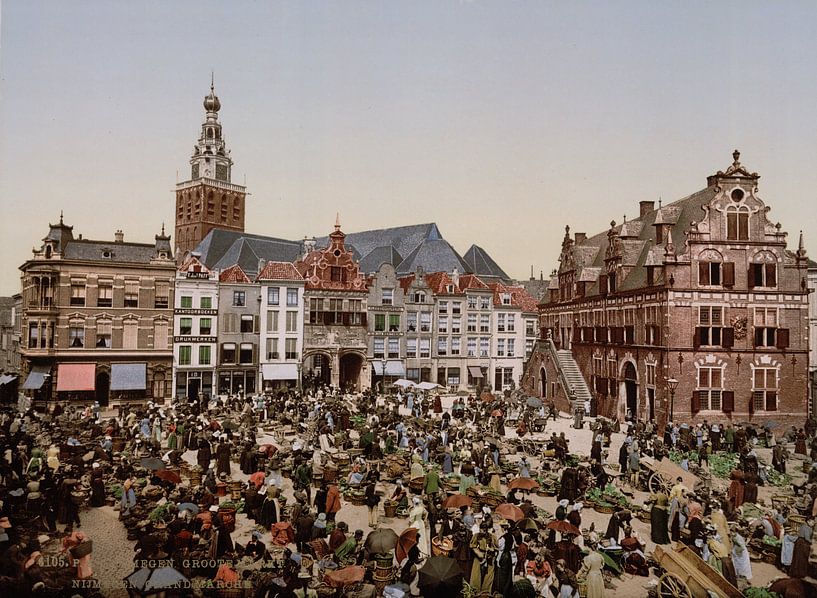 Grote Markt, Nijmegen van Vintage Afbeeldingen canvas, behang en meer