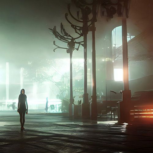 Walk dooor the city in the evening