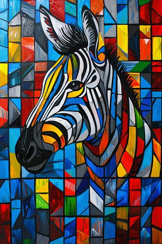 Kleurrijke abstracte zebra in kubistische stijl