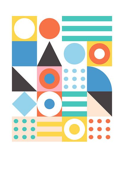 Abstract patchwork van geometrische vormen van Raymond Wijngaard