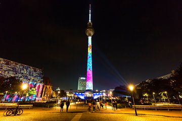 Television tower Berlin with special lighting