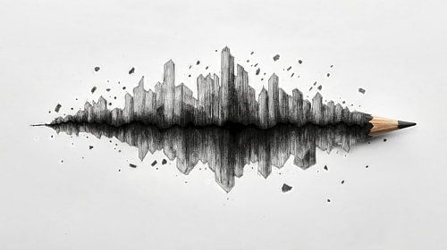 Urban skyline in an elegant pencil stroke