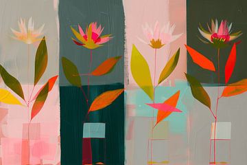 Colourful still life with flowers, abstract by Studio Allee