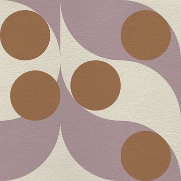 Modern abstract minimalist retro art with geometric shapes in brown, pink, beige by Dina Dankers