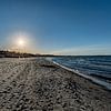 Coucher de soleil, chaises de plage sur la plage de Binz sur GH Foto & Artdesign