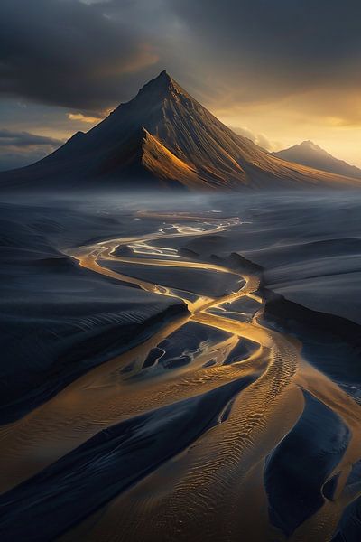 Pad in een gouden gloed van fernlichtsicht