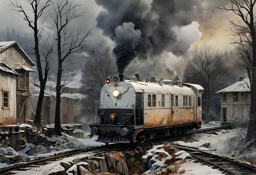 White steam locomotive