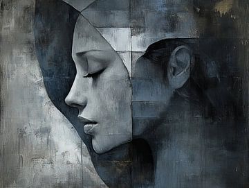 Vrouwenportret | Echoes of Serenity van Abstract Schilderij
