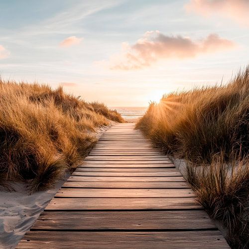 Houten steiger aan zee