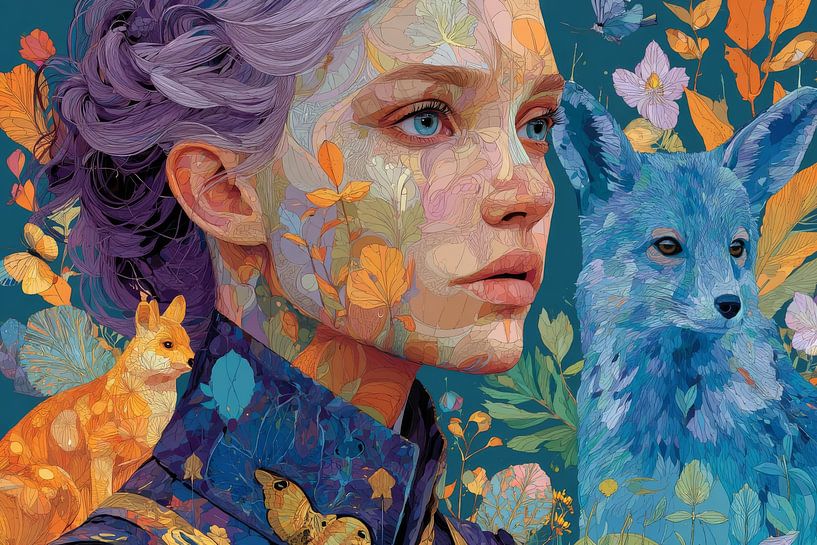 spiritueel leven met  portret van vrouw van Egon Zitter