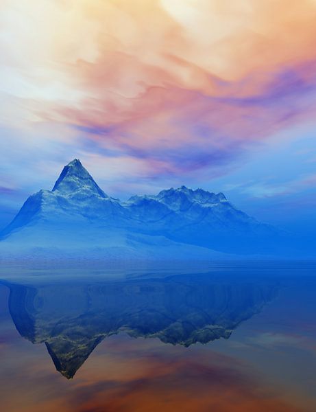 Snowy mountains at dawn by Angel Estevez