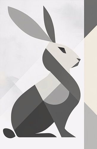 Geometrisch konijn in zwart-wit