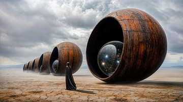 De roestige bollen van het universum van Klaus Tesching - Art-AI