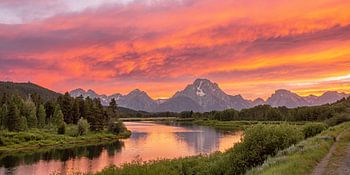 Oxbow Bend (Grand Teton) bei Sonnenuntergang