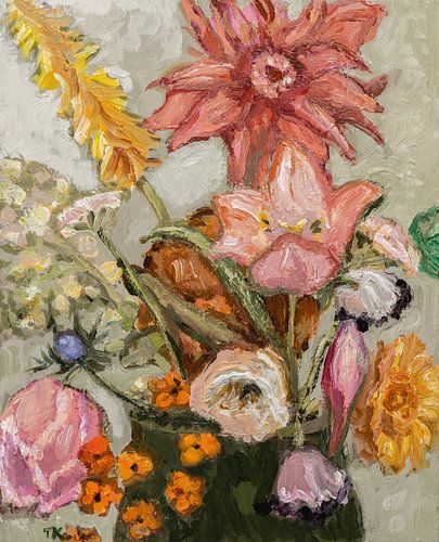 Field bouquet with tulips by Tanja Koelemij