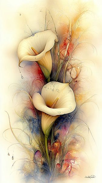 Aquarell von Blumen von Gelissen Artworks