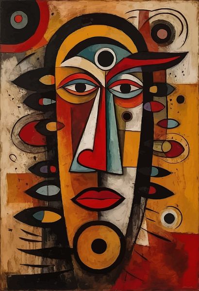 Abstract Afrikaans Tribaal Masker Kunst van MIROKKU