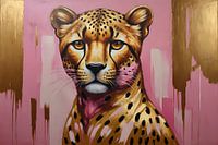 Majestic Leopard in Gold and Pink