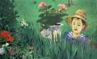 Junge in Blumen (Jacques Hoschedé), Édouard Manet von Meisterhafte Meister Miniaturansicht