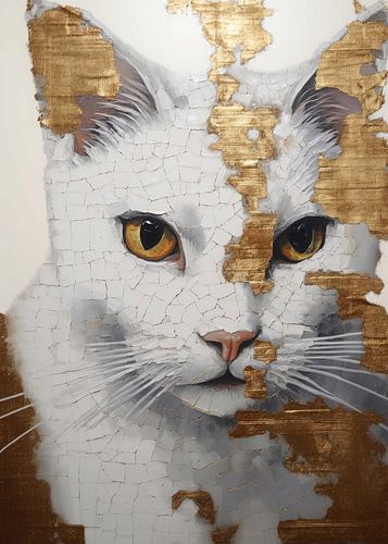 Décor abstrait chat or